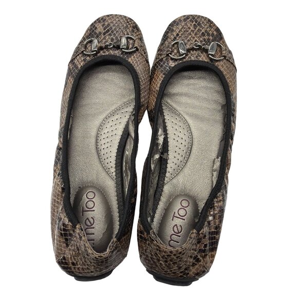 Me Too Womens Snake Print Ballet Flats Size 7.5 With Metal Accents - Picture 5 of 11